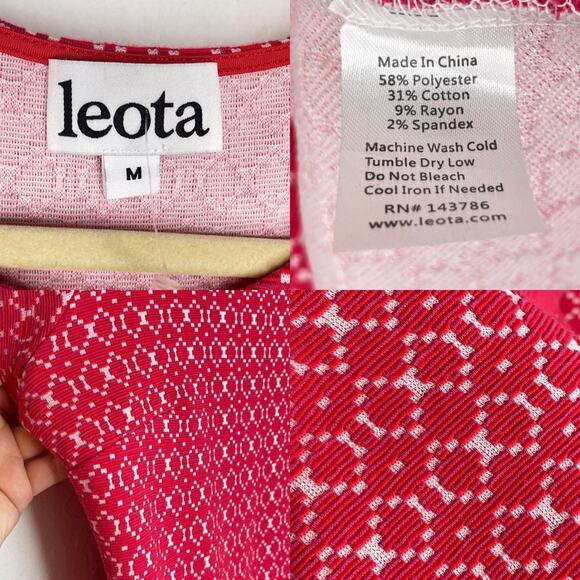 NWOT Leota Ursula Bellissimo Pink Short Sleeve Textured Knit Fit and Flare Dress - Picture 12 of 12